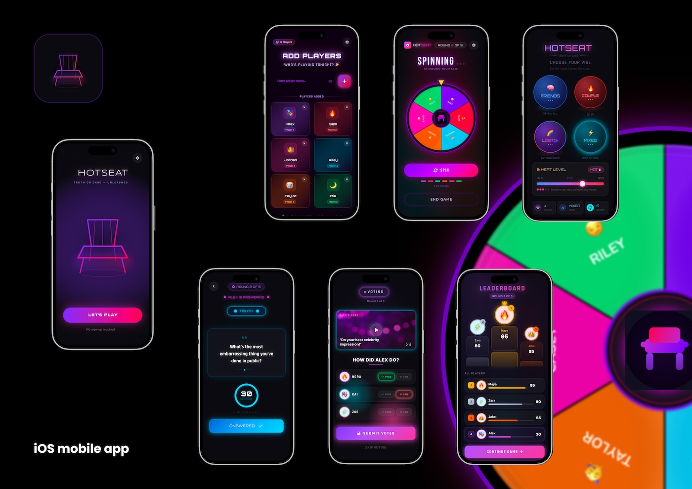 HotSeat | Truth or Dare — Bring friends together with questions, challenges, camera activities, and interactive group gameplay. Perfect for parties, game nights, road trips.