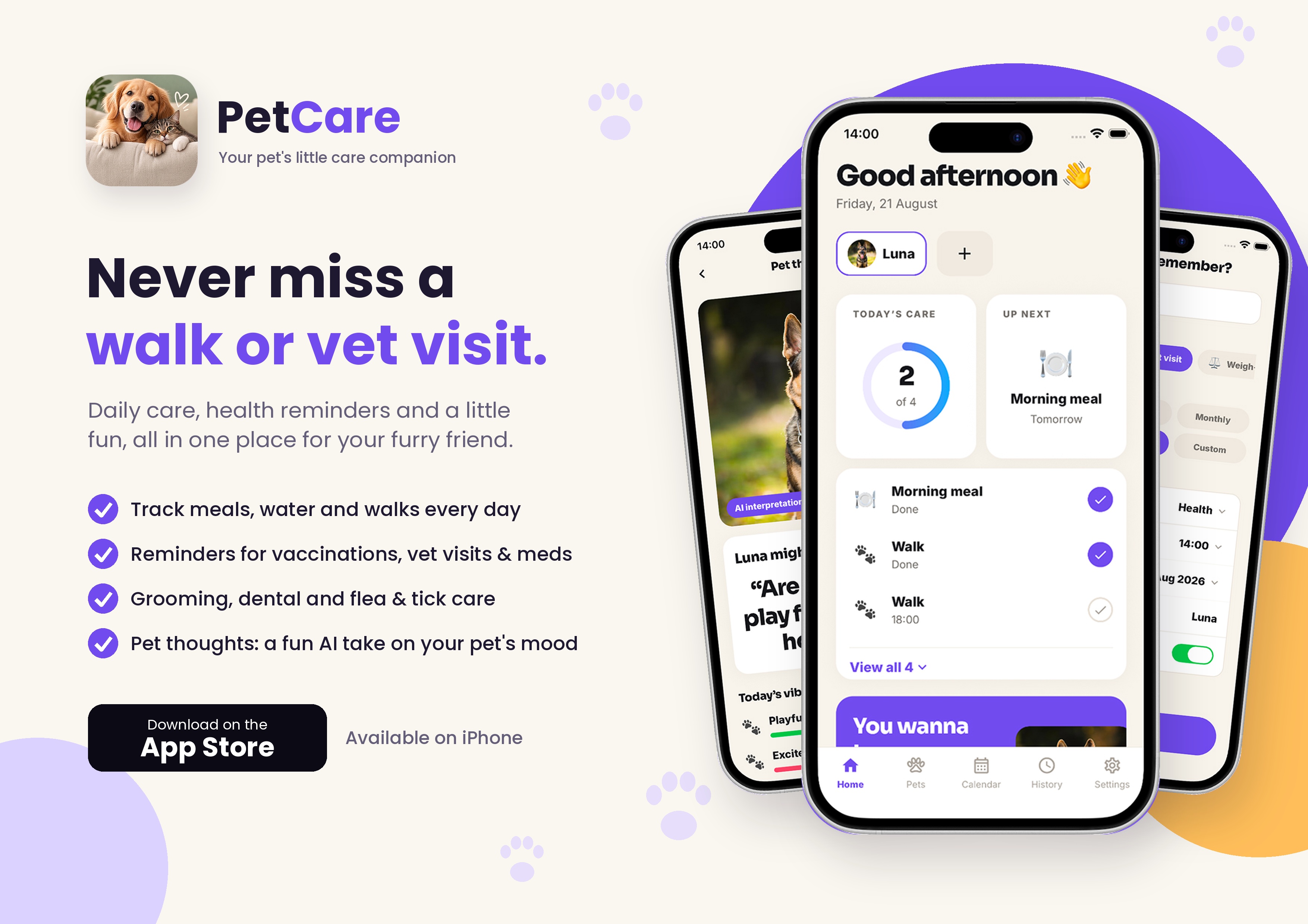 PetCare | Daily Reminder — You take care of your pet. We remember when.